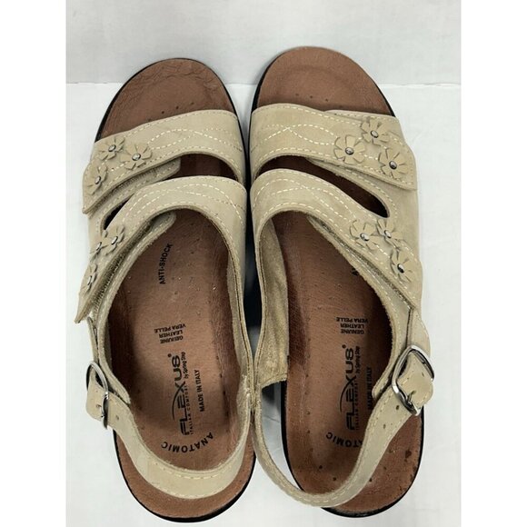 Flexus By Spring Step Anatomic Sandals Size 9.5-10 EU 41 Beige Flower Detail EUC - Picture 5 of 10